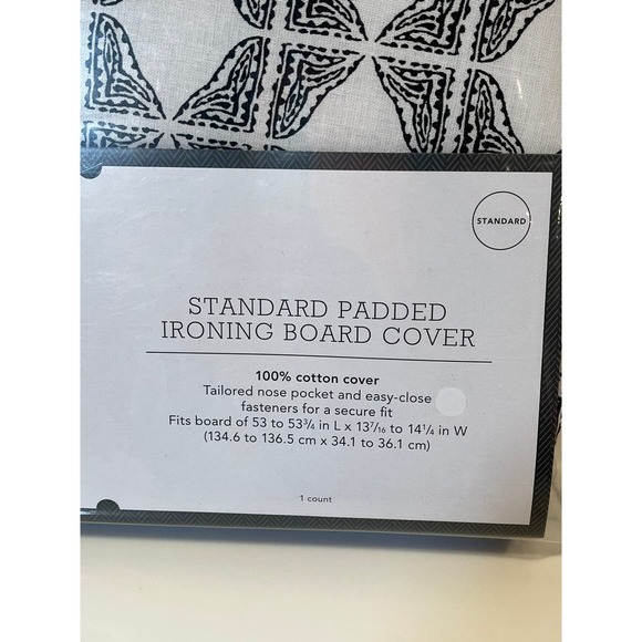 NEW Threshold IRONING IRON BOARD COVER Padded Black White Standard 53.5x14.25x2 - Picture 4 of 8